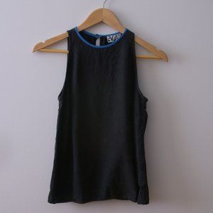 Dusen Dusen Raw Silk Sleeveless Top With Blue Trim